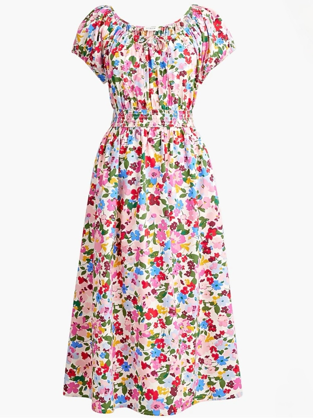 J. Crew Factory Floral smocked-waist midi dress - medium